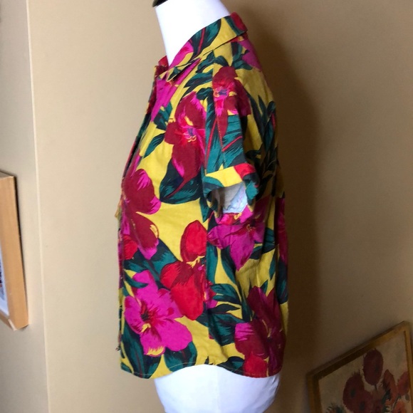 SP FOR CYNTHIA sz Small P Vibrant Floral Hawaiian Print Linen Breathable $89 NEW - Picture 5 of 8